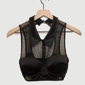 Frederick's of Hollywood Black Halter Neck Bralette - Size L